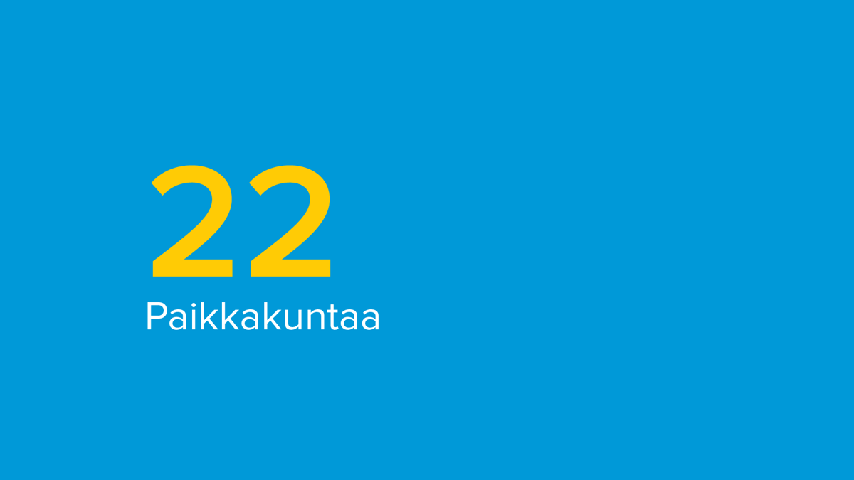 22 paikkakuntaa