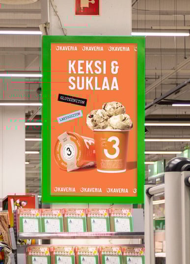 3 kaveria jäätelö mainos Store digital pinnalla kaupassa