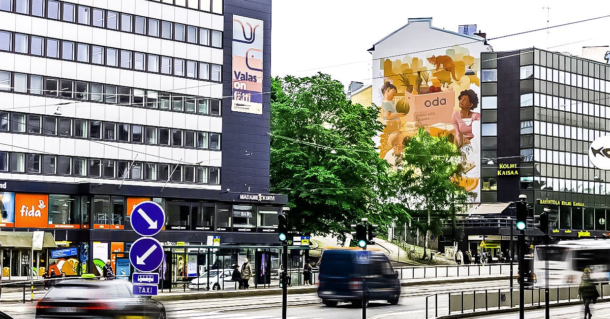 Oda hyödynsi muraalitaidetta ulkomainonnassaan